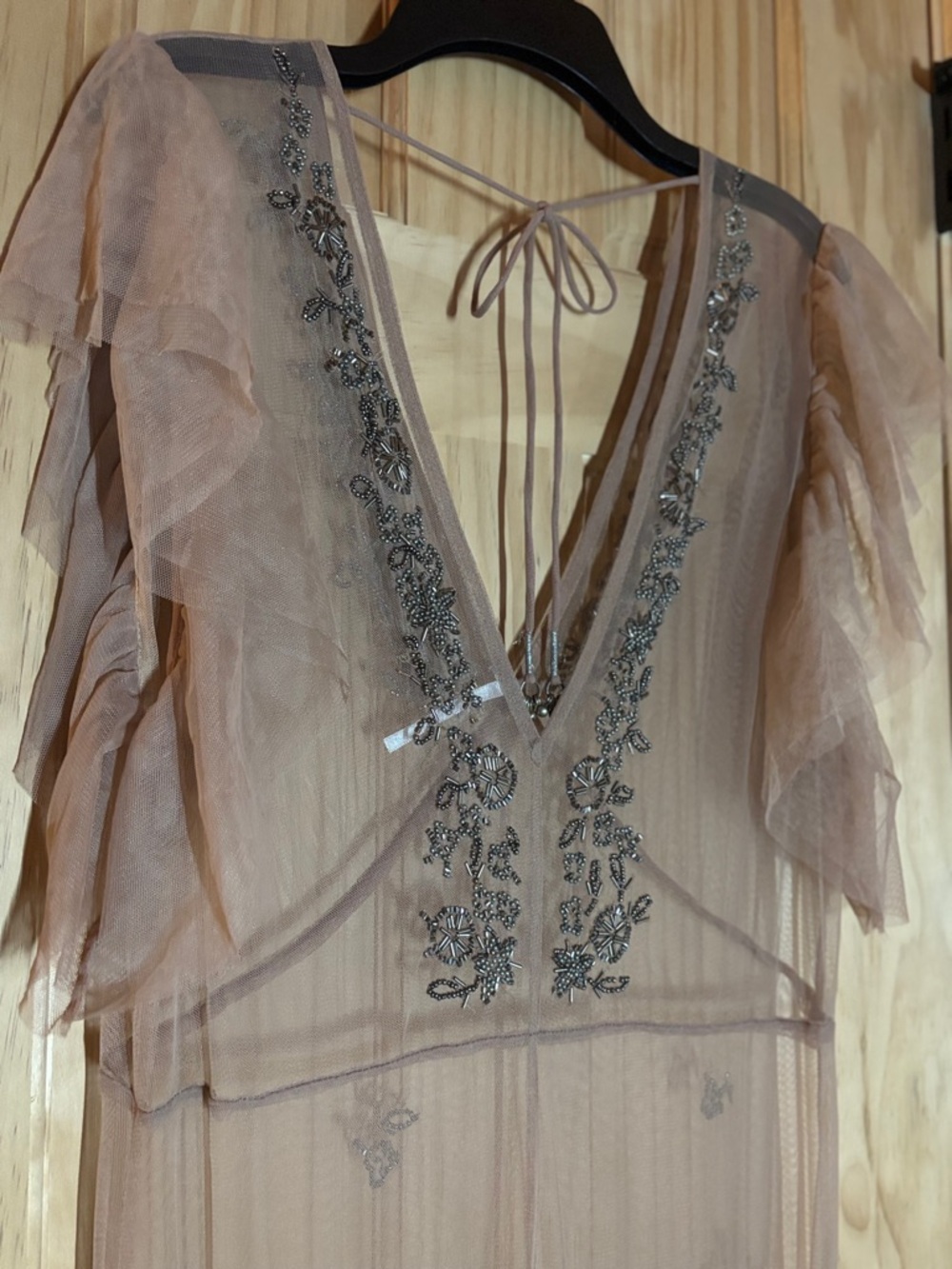 Free People Annabelle Sheer Maxi Embellished Dress L - Picture 8 of 13